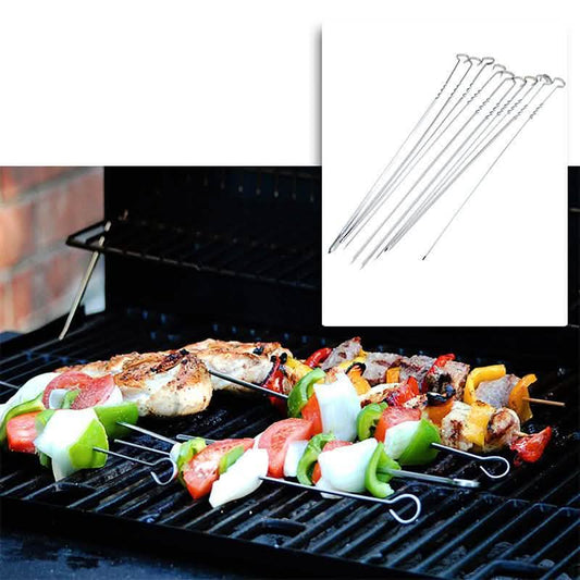 10 Stück: 38 cm lange Edelstahl-Grillspieße