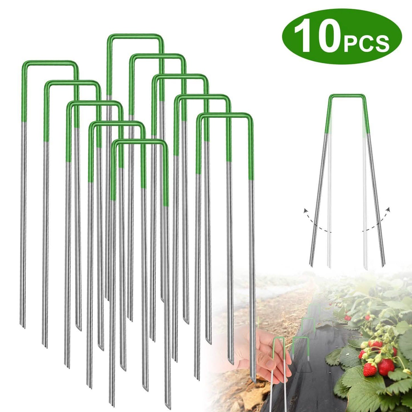 10er-Pack: 15,2 cm U-förmige Garten-Erdanker, rostbeständig