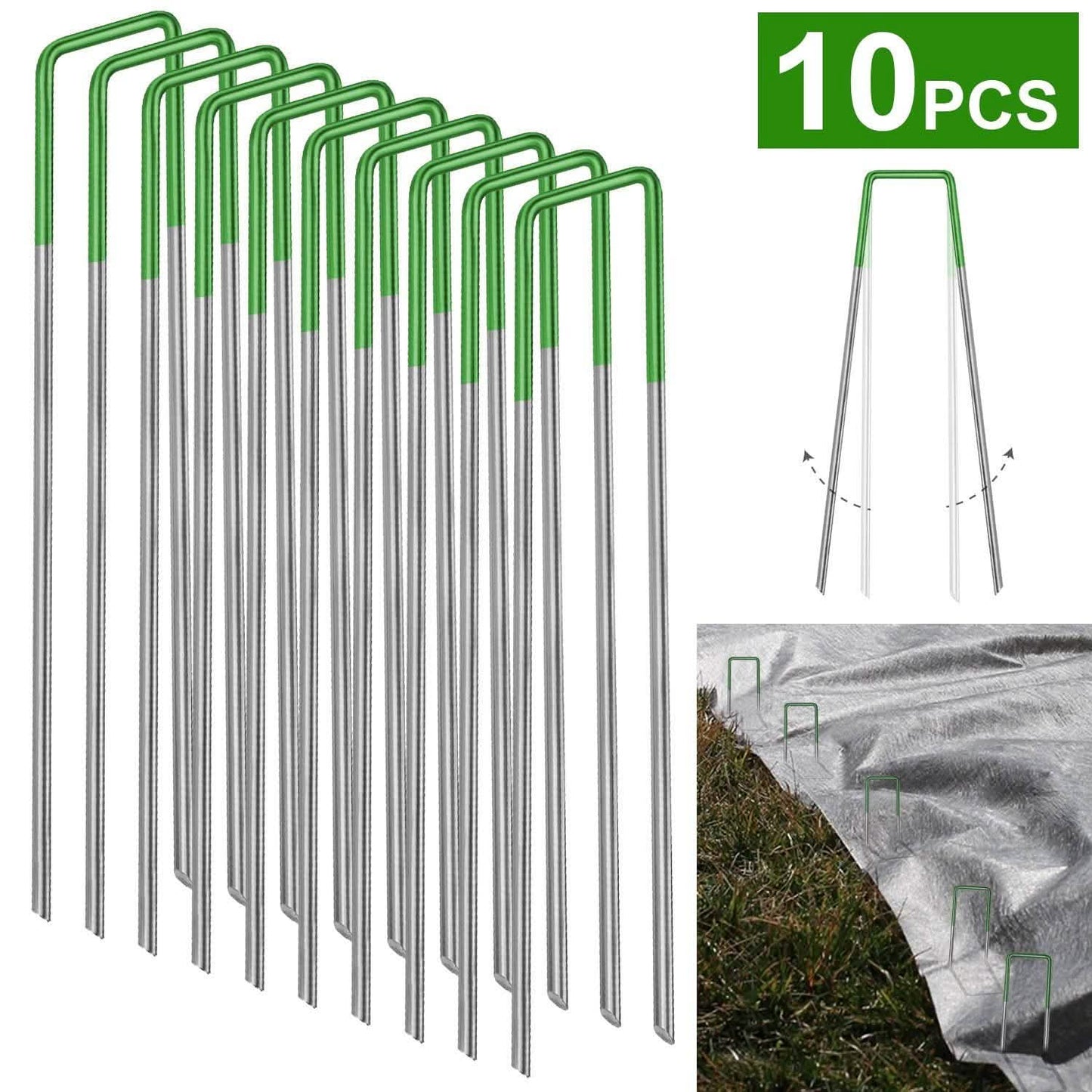 10er-Pack: 15,2 cm U-förmige Garten-Erdanker, rostbeständig