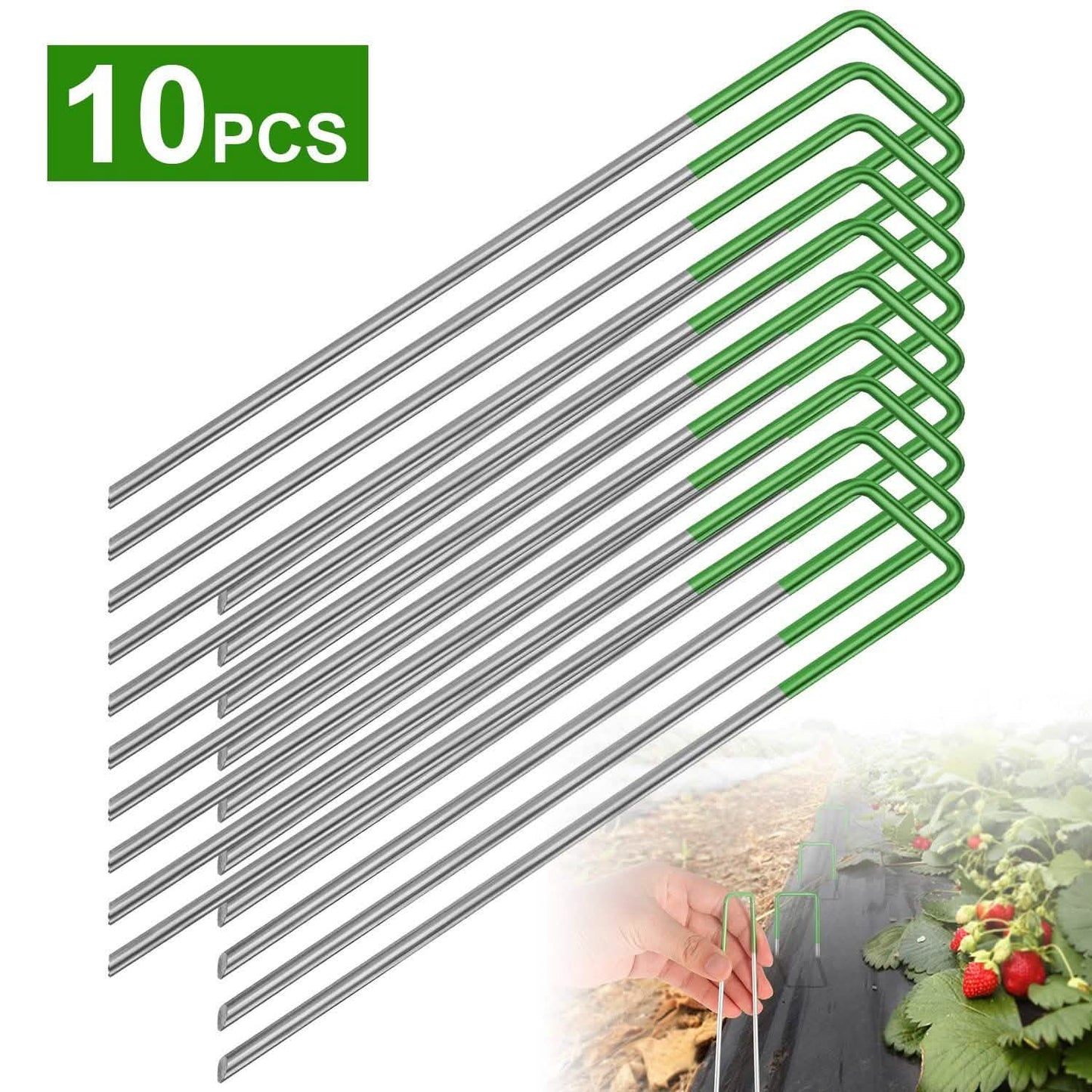 10er-Pack: 15,2 cm U-förmige Garten-Erdanker, rostbeständig