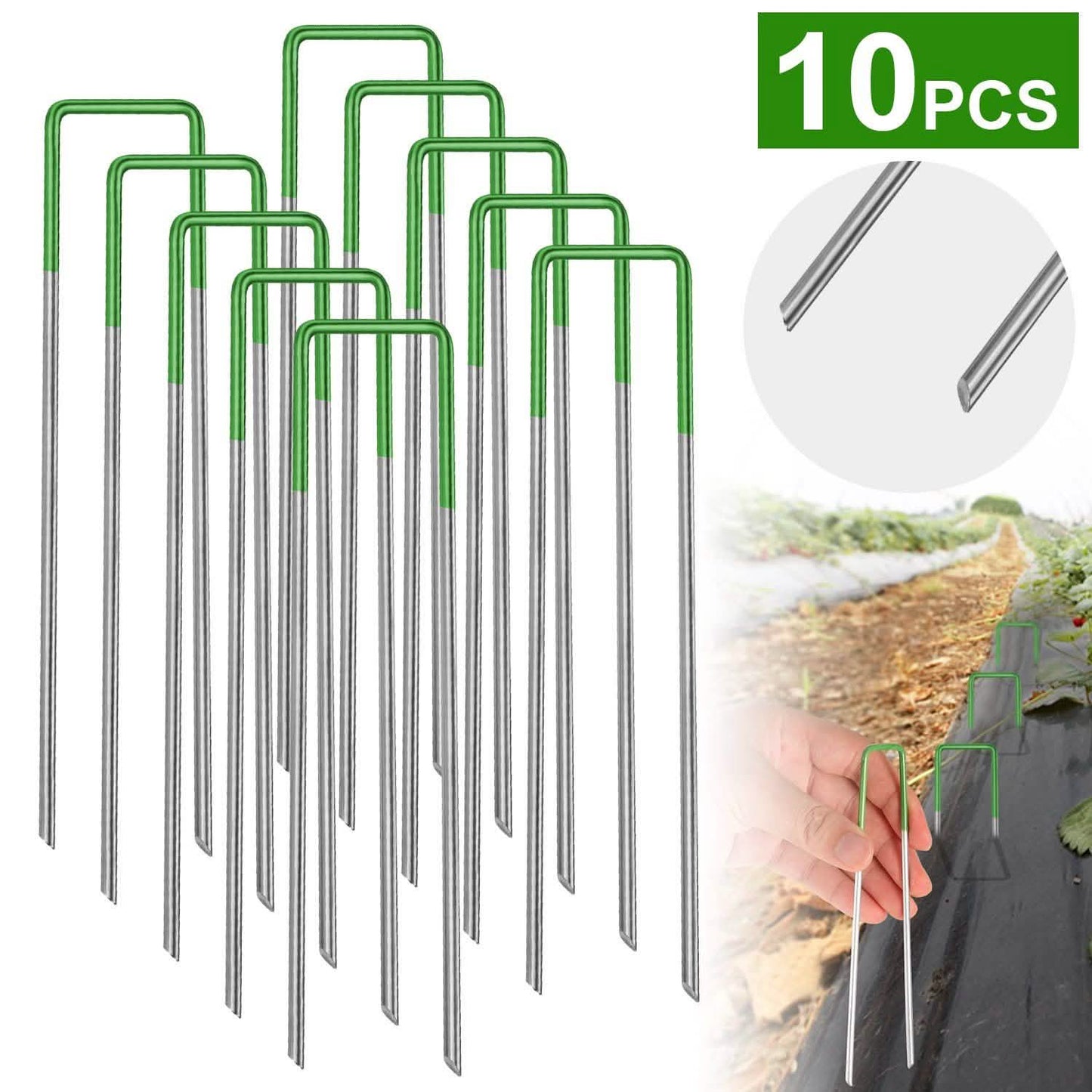 10er-Pack: 15,2 cm U-förmige Garten-Erdanker, rostbeständig
