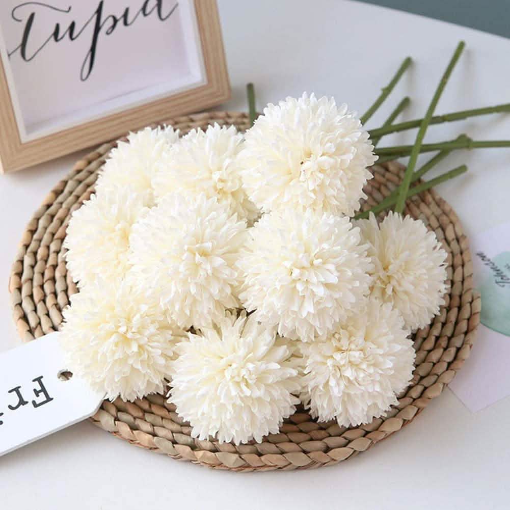 10-teilig: Künstliche Blumen Chrysanthemen-Ballblüten Blumenstrauß