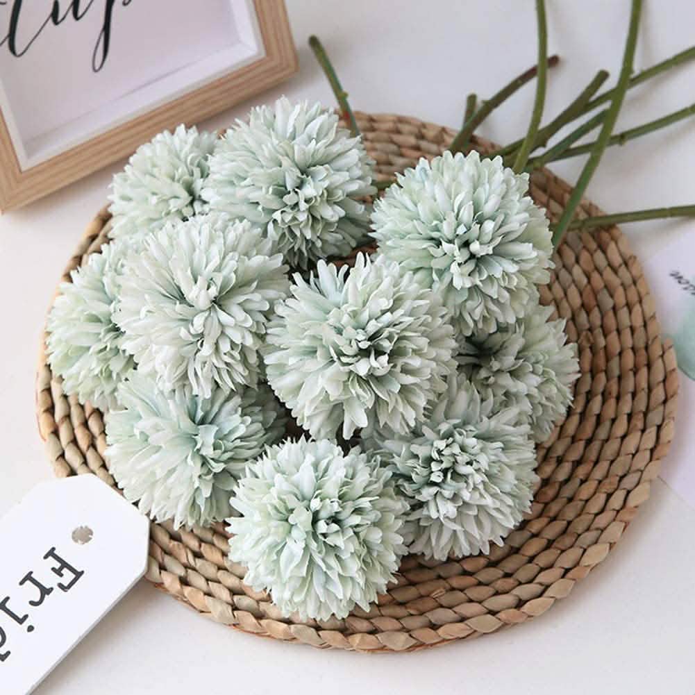 10-teilig: Künstliche Blumen Chrysanthemen-Ballblüten Blumenstrauß