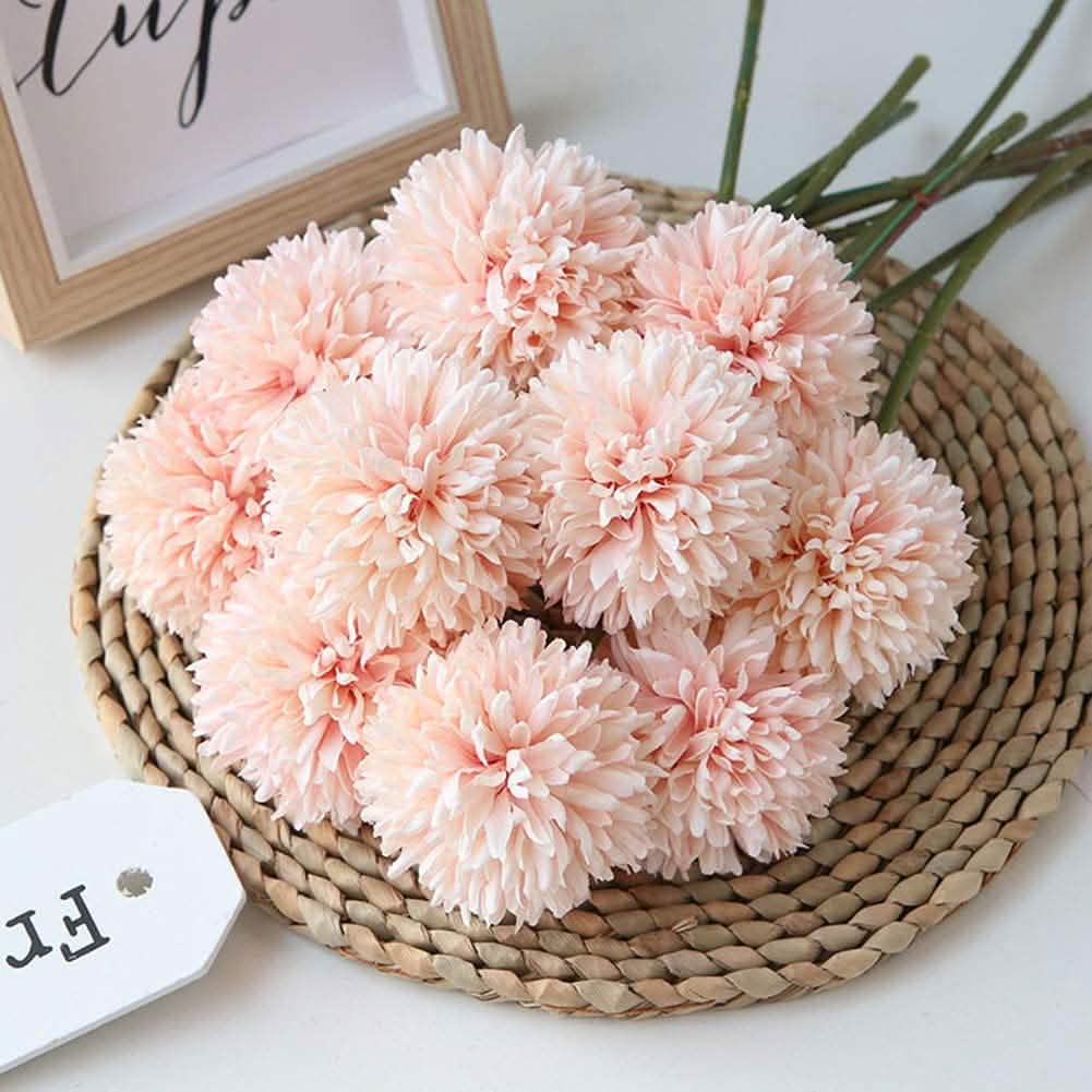 10-teilig: Künstliche Blumen Chrysanthemen-Ballblüten Blumenstrauß