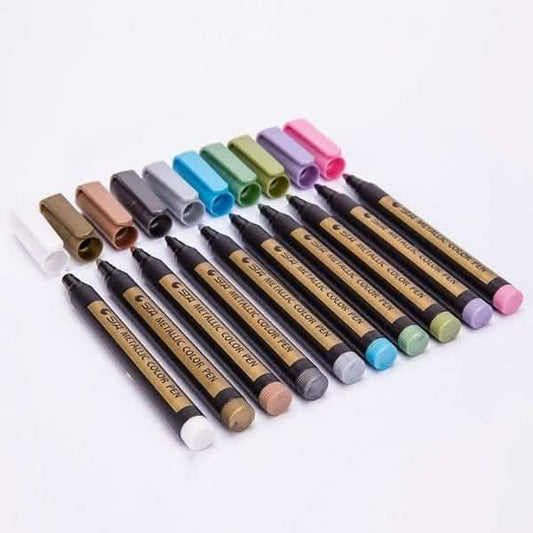 10-teiliges Set: Metallic-Lackmarker Permanent