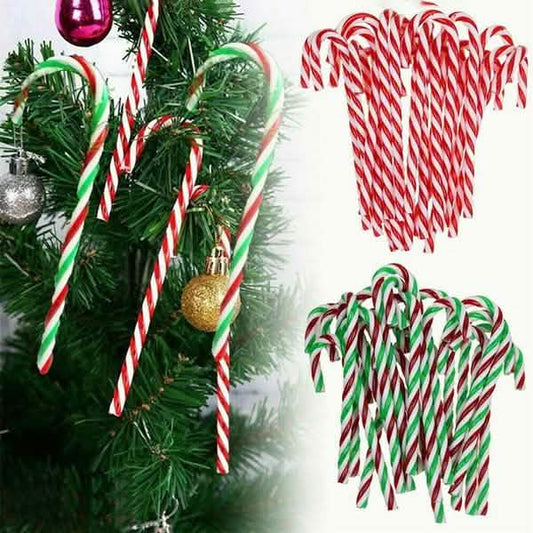 10 Stück: Zuckerstangen-Ornamente aus Kunststoff