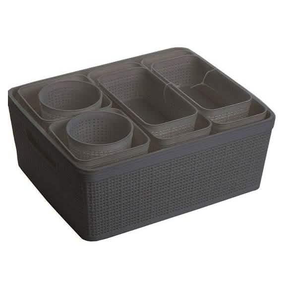 10-teiliges Set: Kunststoff-Flechtkörbe - ineinander verschachtelbar