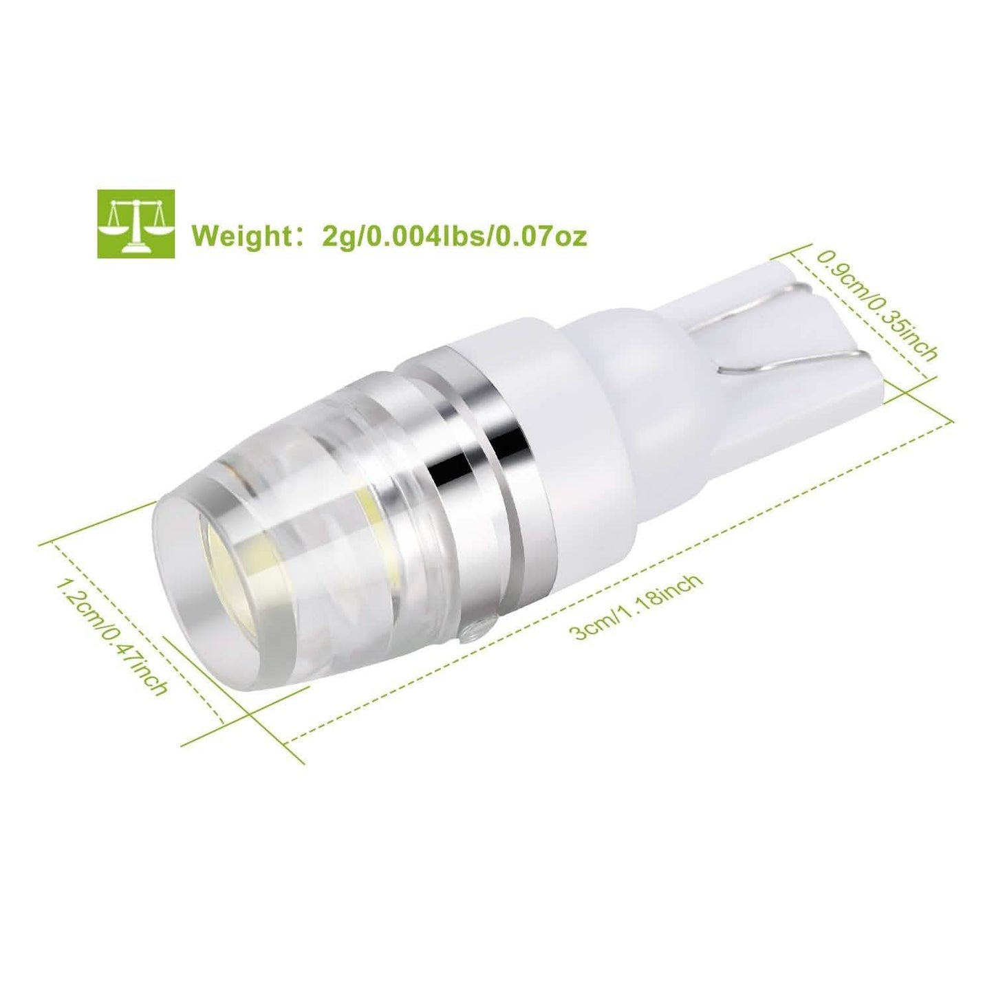 10 Stück: Xenonweiße Keilsockel-LED-Lampen