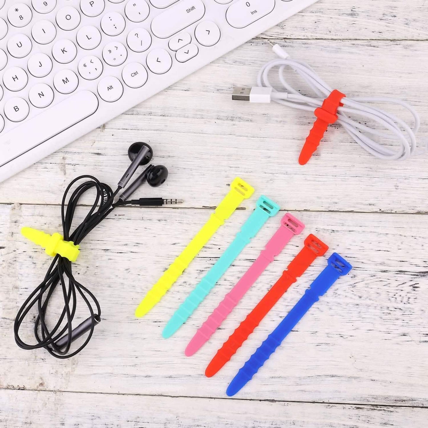 10 Stück: 4,5 Zoll Wiederverwendbare Kabelbinder Kabelorganizer Elastische Silikon-Kabelorganizer