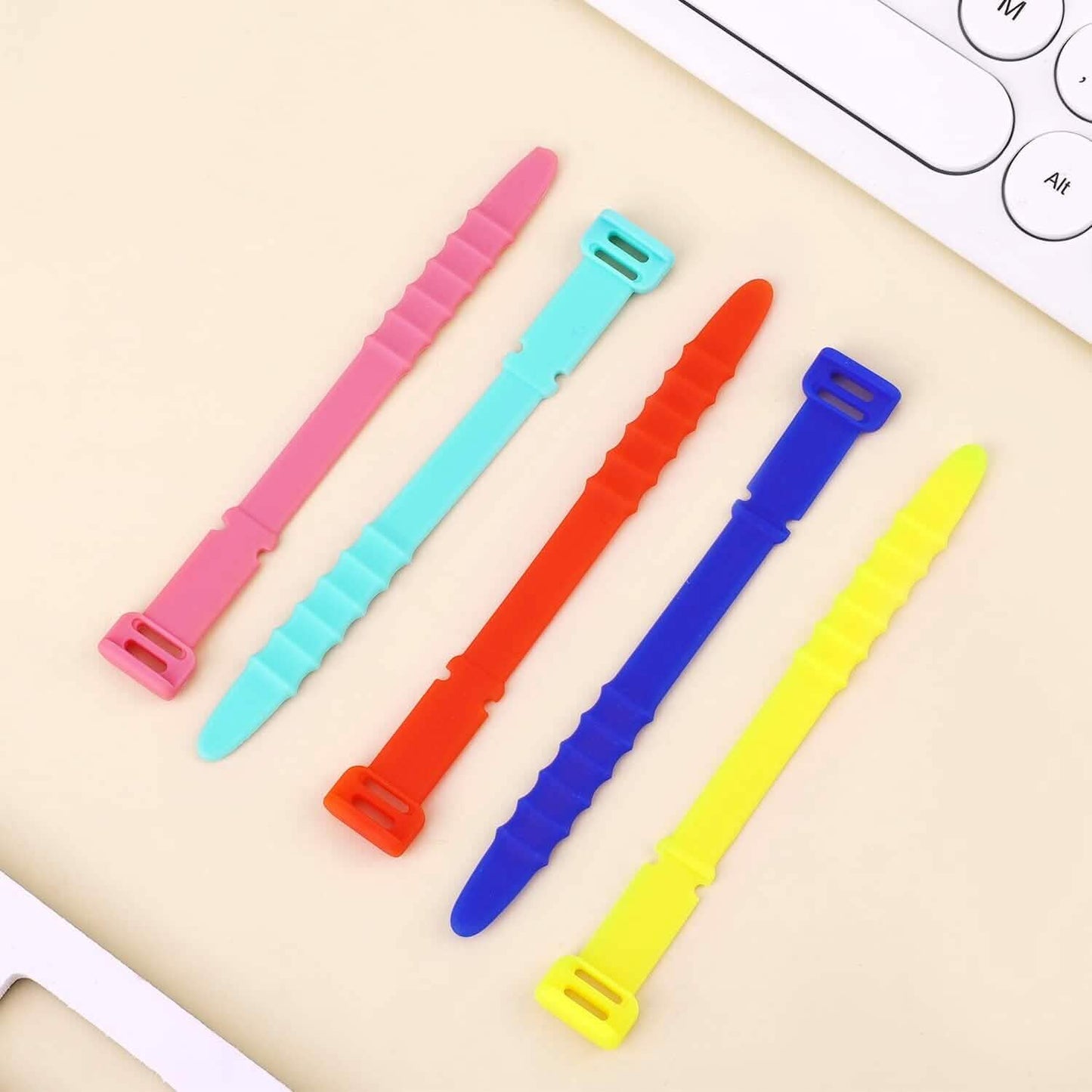 10 Stück: 4,5 Zoll Wiederverwendbare Kabelbinder Kabelorganizer Elastische Silikon-Kabelorganizer