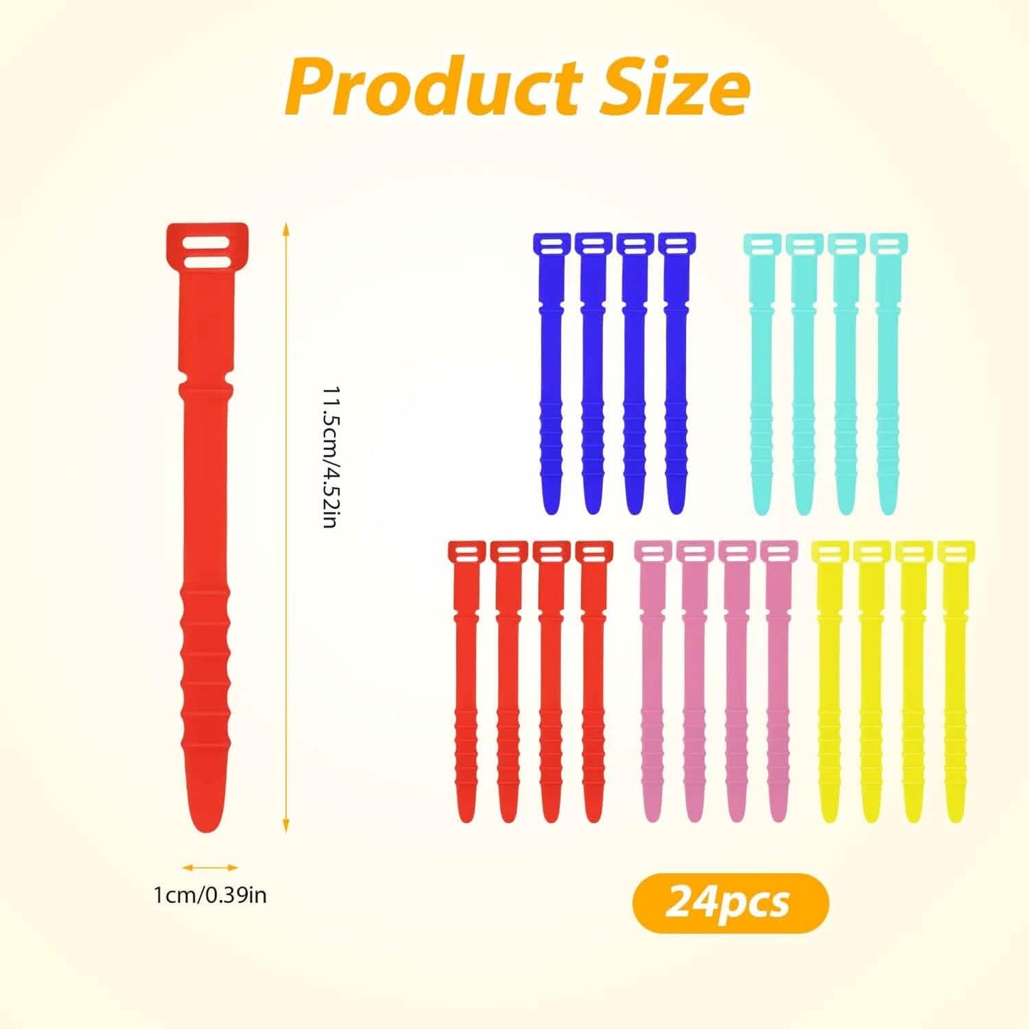10 Stück: 4,5 Zoll Wiederverwendbare Kabelbinder Kabelorganizer Elastische Silikon-Kabelorganizer