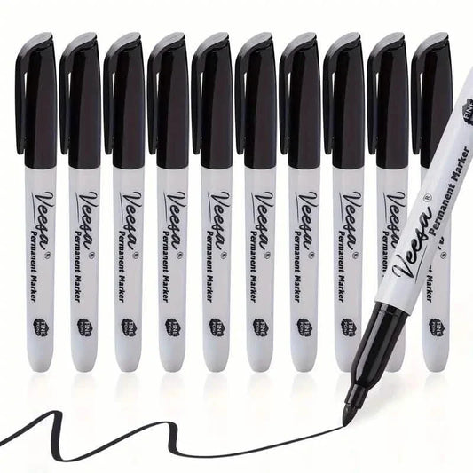 10 Stück: Schwarze Permanentmarker Feine Spitze