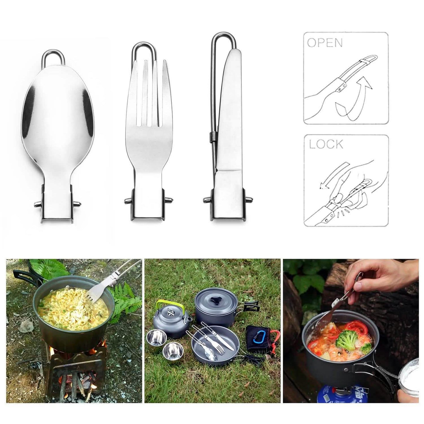 10-teilig: ODOLAND Camping-Kochgeschirr-Set