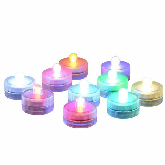 10-teilig: RGB Tauchbare wasserdichte LED Teelichter Flammenlose Kerzen