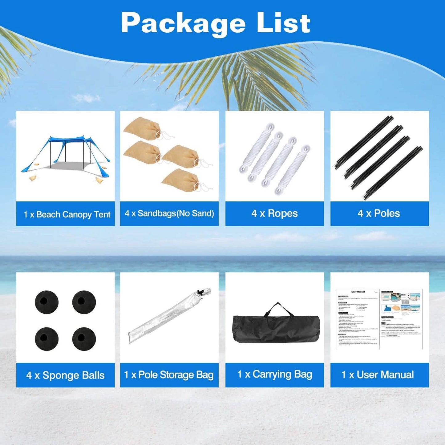 10 x 10 ft Sonnenschutz Familien-Strandzelt Outdoor-Sonnenschutz UPF50+ mit Sandsack