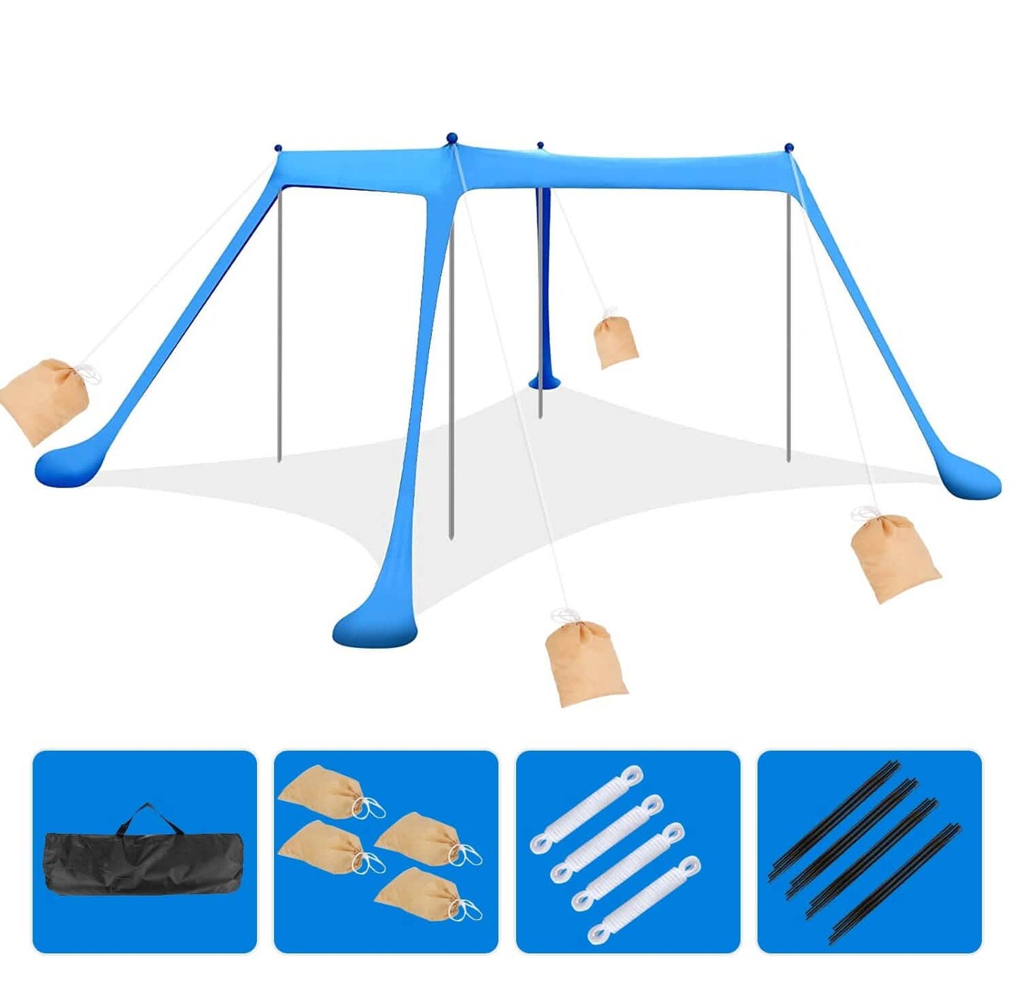 10 x 10 ft Sonnenschutz Familien-Strandzelt Outdoor-Sonnenschutz UPF50+ mit Sandsack