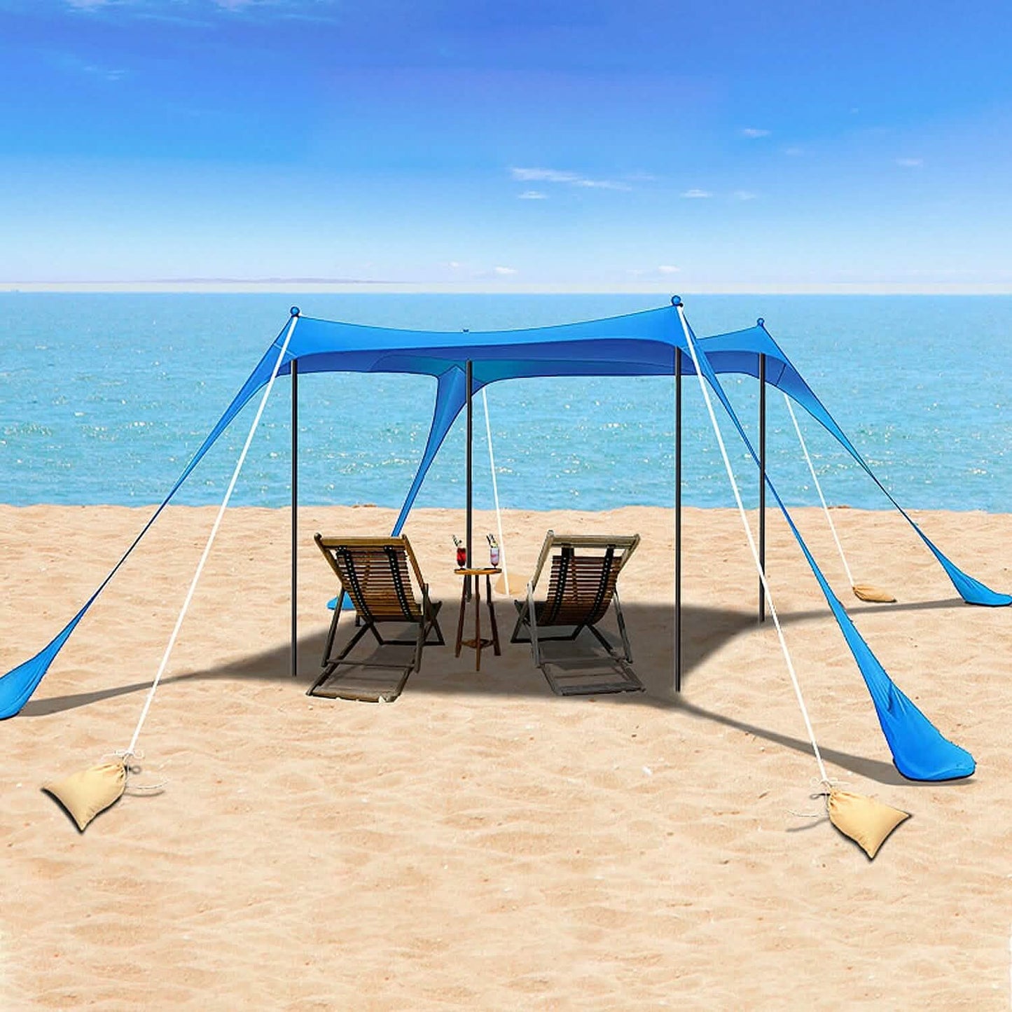 10 x 10 ft Sonnenschutz Familien-Strandzelt Outdoor-Sonnenschutz UPF50+ mit Sandsack