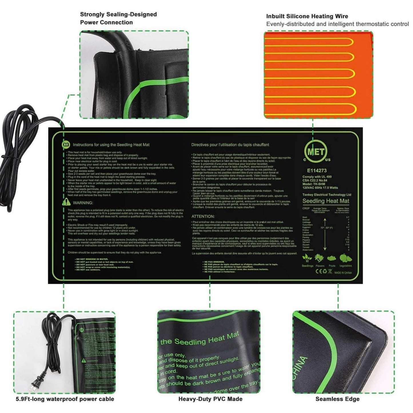 10" x 20" Heizmatte für Keimlinge zur Samenkeimung
