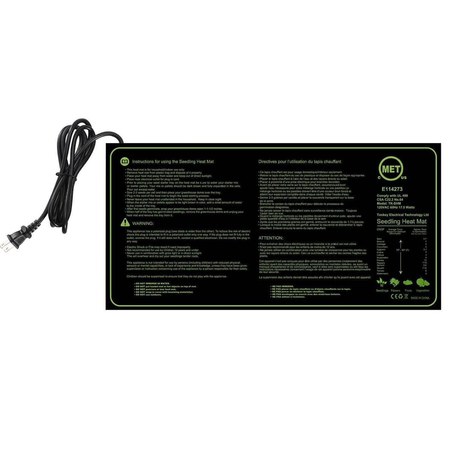 10" x 20" Heizmatte für Keimlinge zur Samenkeimung