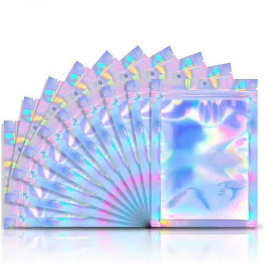 100er-Pack: Wiederverschließbare holografische Folienbeutel