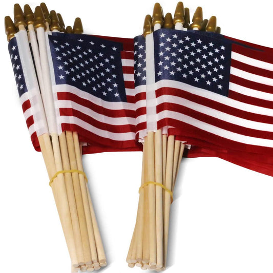 100er-Pack: USA 4x6 Zoll Holzstockflagge