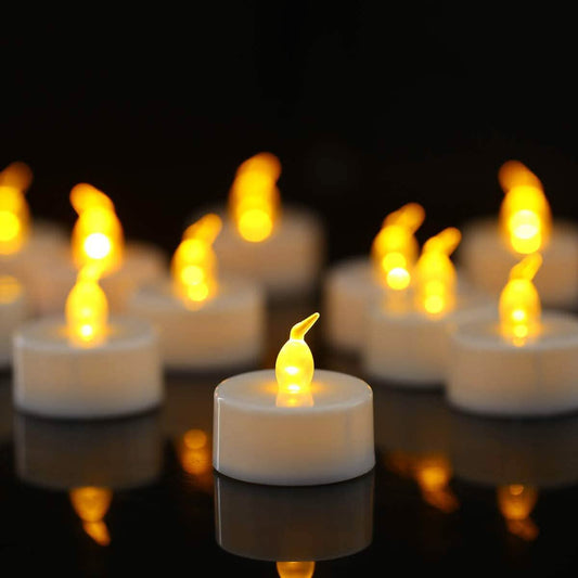 100 Stück: Ambergelbes LED Kerzen Teelicht Flammenloses Dauer-Teelicht