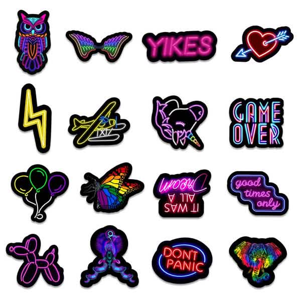 100 Stück: Cartoon-Neonlicht-Graffiti-Sticker