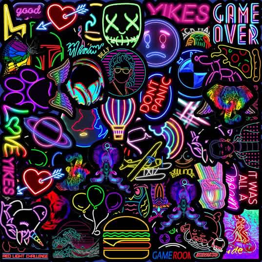 100 Stück: Cartoon-Neonlicht-Graffiti-Sticker