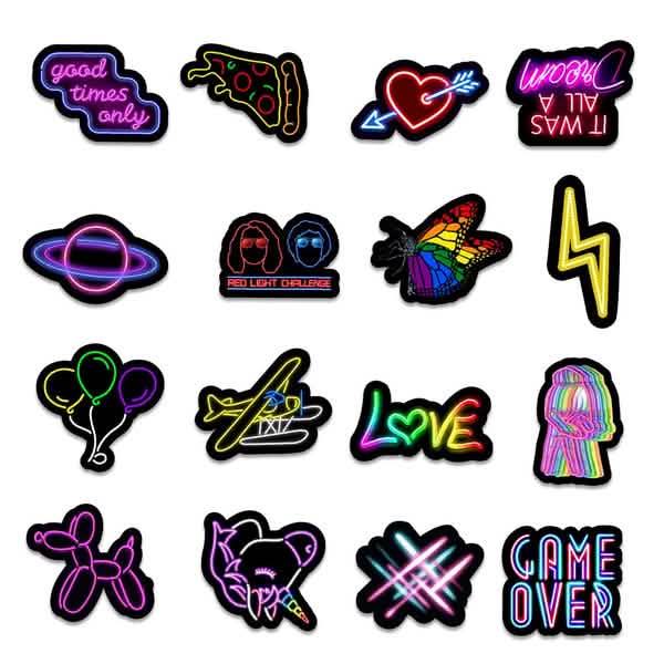 100 Stück: Cartoon-Neonlicht-Graffiti-Sticker