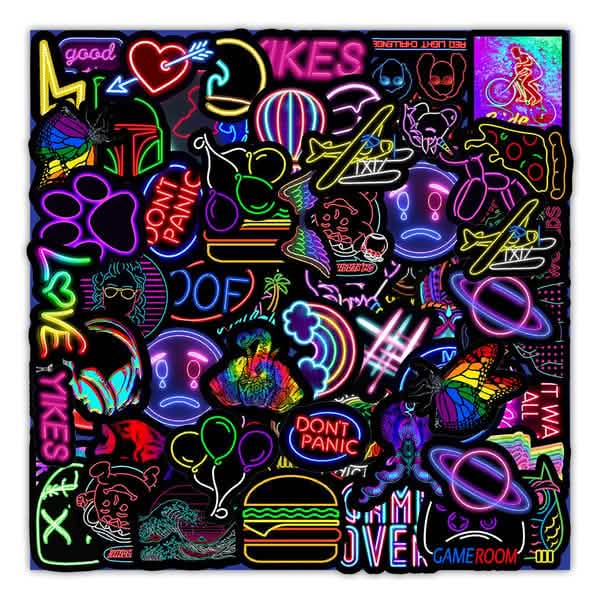 100 Stück: Cartoon-Neonlicht-Graffiti-Sticker
