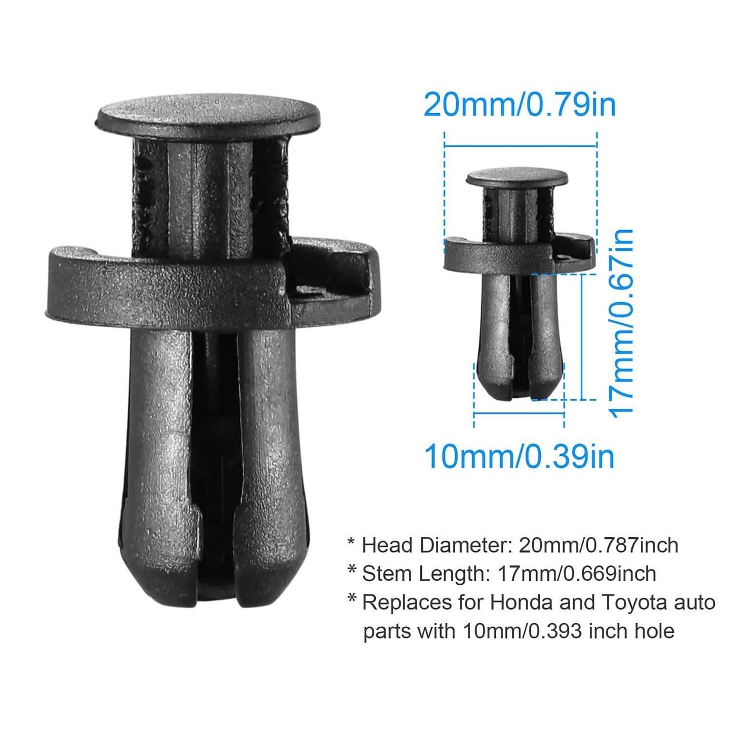 100 Stück: 10mm Stoßfänger-Clip-Befestigungsnieten