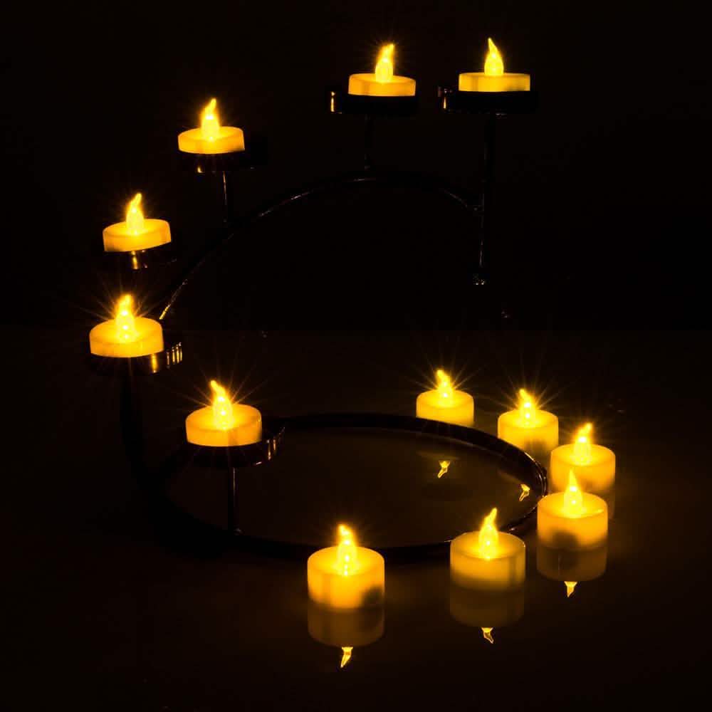 100 Stück: Bernsteinfarbene LED-Teelichter, flammenlose flackernde Kerzen