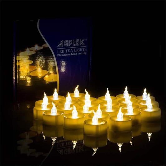 100 Stück: Bernsteinfarbene LED-Teelichter, flammenlose flackernde Kerzen