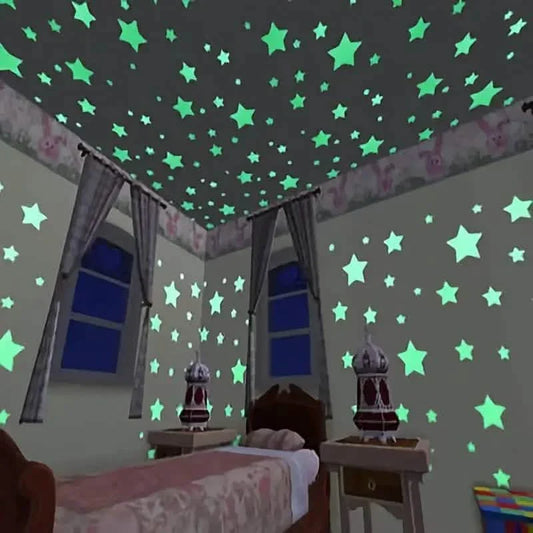 100 Stück: Nachleuchtende fluoreszierende Wand- und Deckensterne