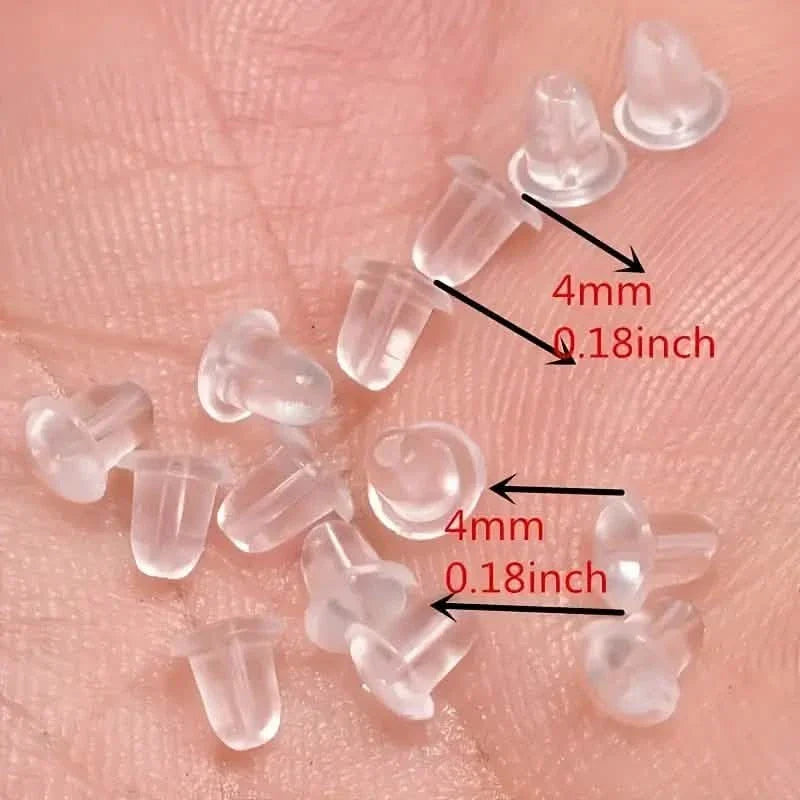 100 Stück: Transparente Ohrstecker-Verschlüsse aus Kunststoff, Ohrstöpsel, Ohrring-Pin-Rücken, Ohrstöpsel