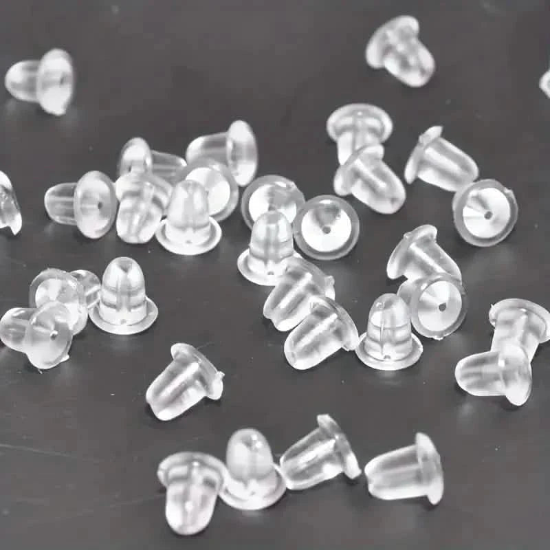 100 Stück: Transparente Ohrstecker-Verschlüsse aus Kunststoff, Ohrstöpsel, Ohrring-Pin-Rücken, Ohrstöpsel