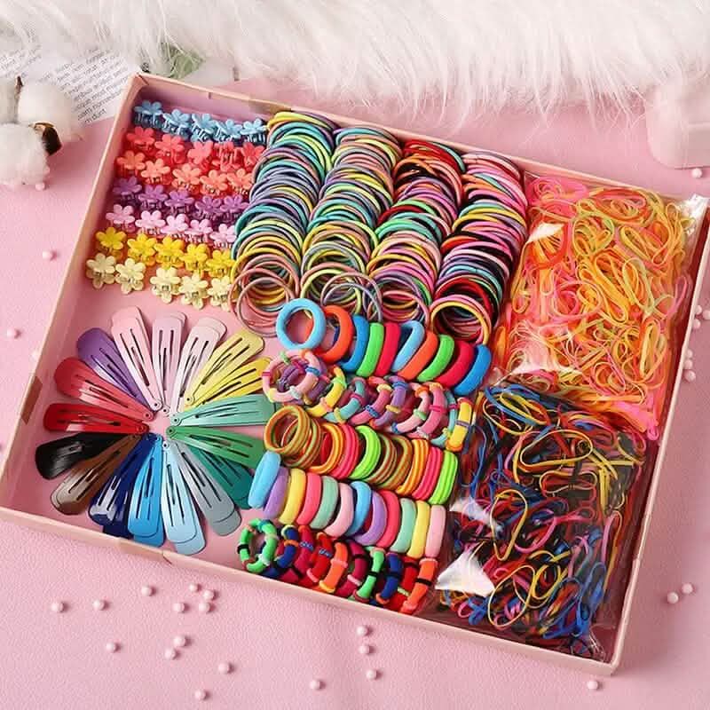 1000-teiliges Set: Bunte Haargummis und Haarbänder für Damen