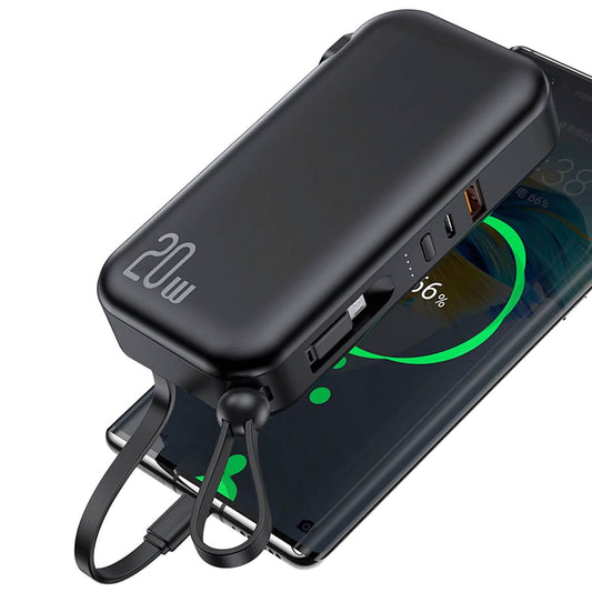 10000mAh Powerbank mit US-Stecker und 3 integrierten Kabeln