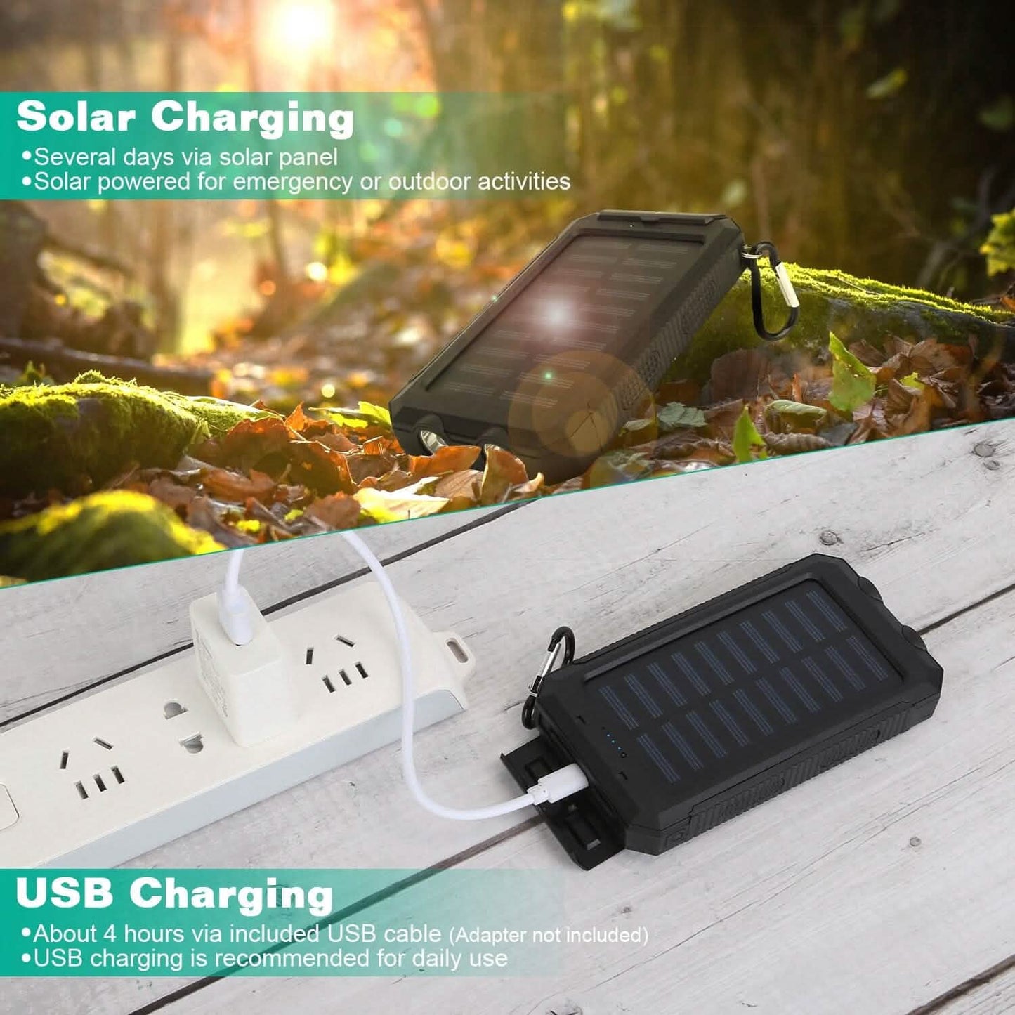 10000mAh Solar Powerbank Externer Akku