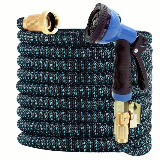 100 Fuß leichter und knickfreier flexibler Gartenschlauch - 8-Funktionsdüse, 3/4 Zoll massive Messingarmaturen