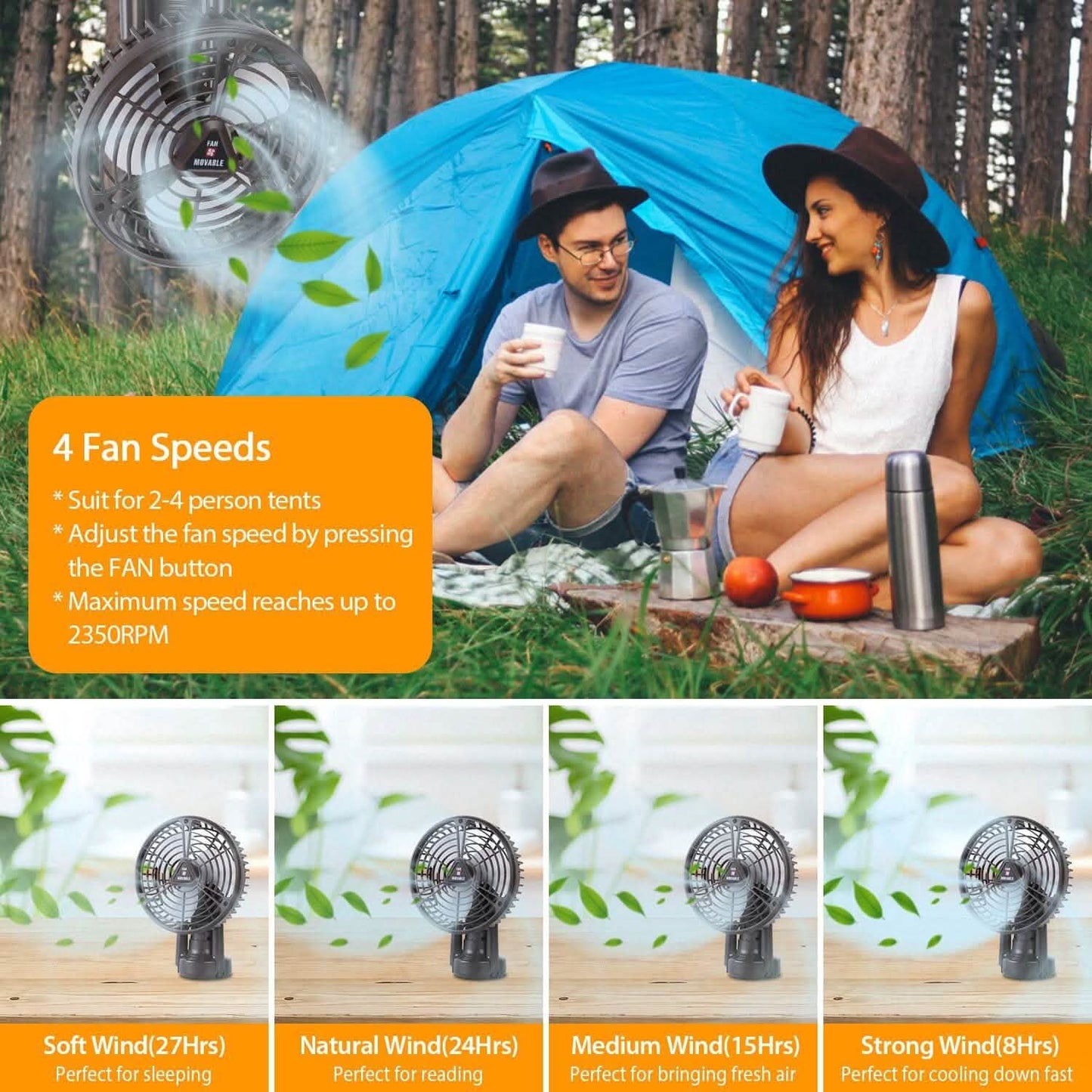 10400 mAh Tragbarer Campingventilator