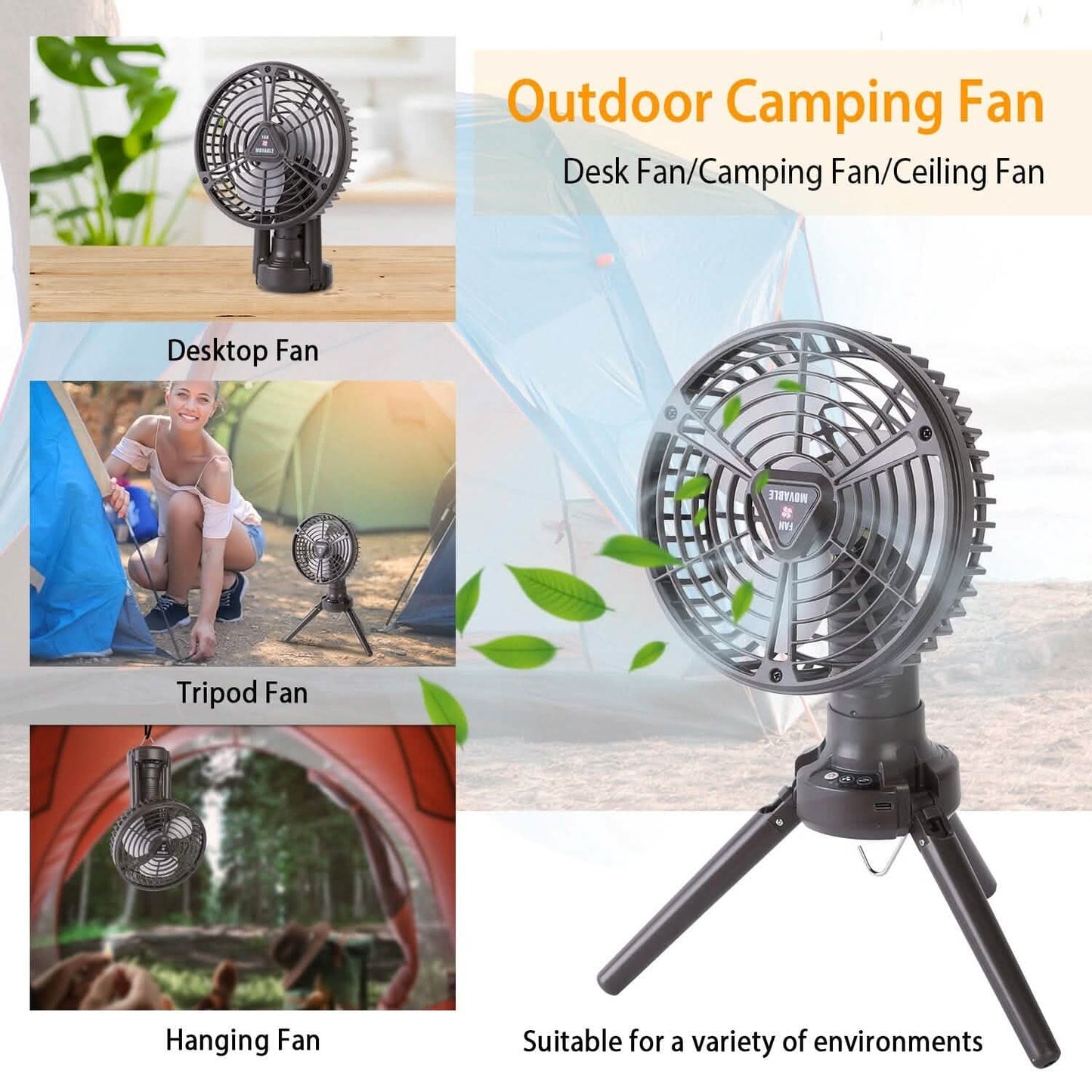 10400 mAh Tragbarer Campingventilator