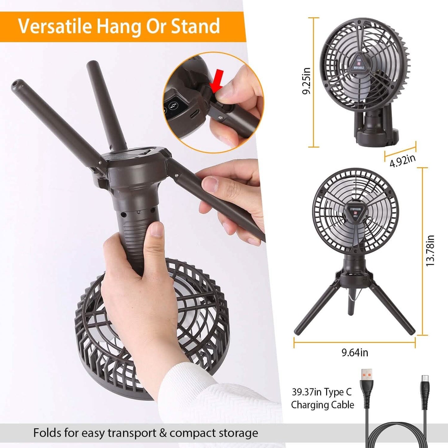 10400 mAh Tragbarer Campingventilator