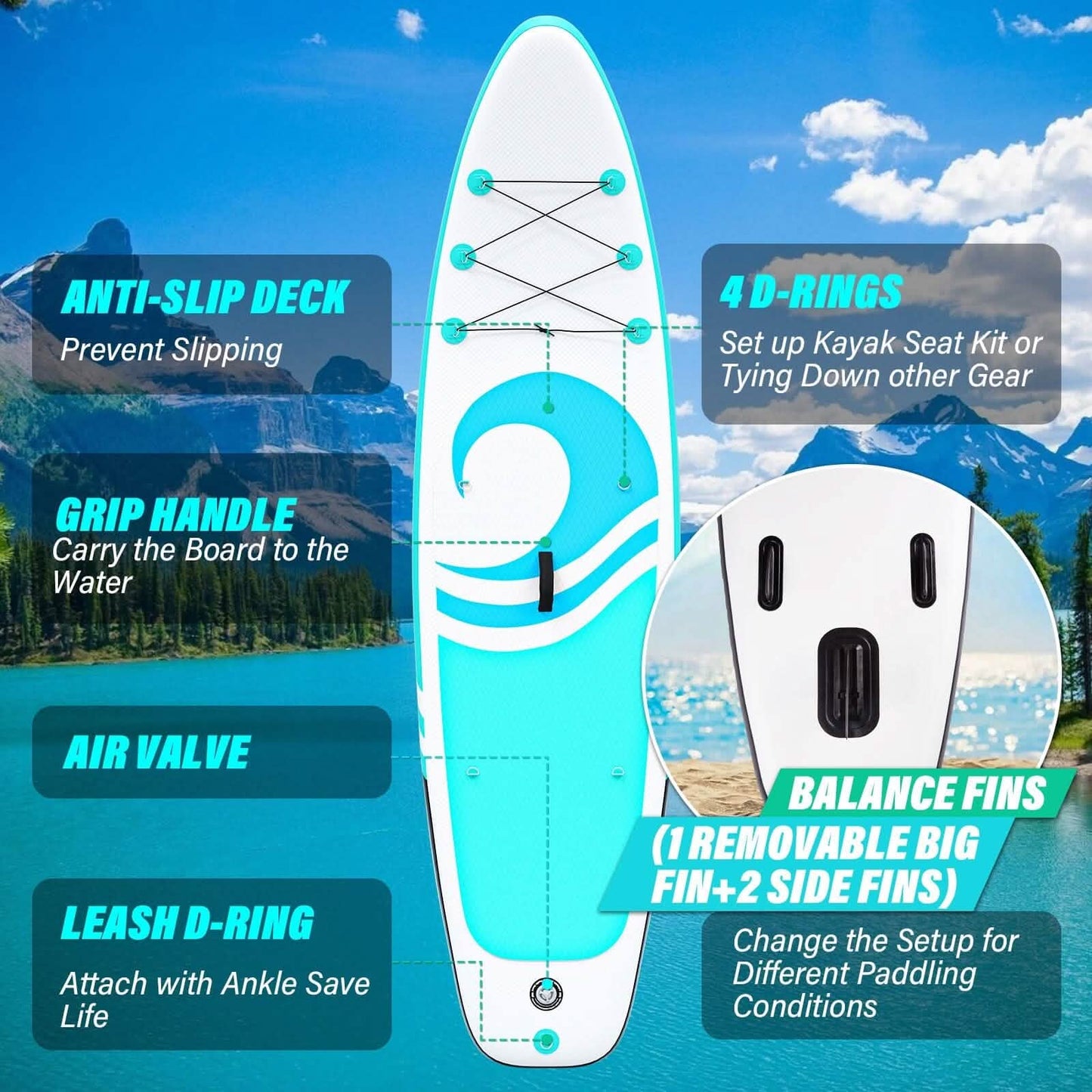 320 x 81 x 15 cm Paddleboards für Erwachsene mit Premium SUP Zubehör und Rucksack