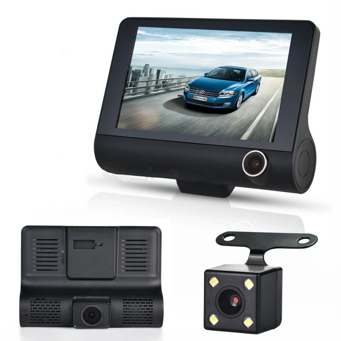 1080P 4" Dual-Objektiv HD Auto DVR Rückfahrkamera Video Armaturenbrett-Kamera Recorder G-Sensor
