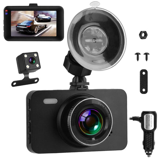 1080P Dual Dashcam 3" Bildschirm mit Front- und Rückfahrkamera G-Sensor Bewegungserkennung Nachtsicht Loop-Aufnahme