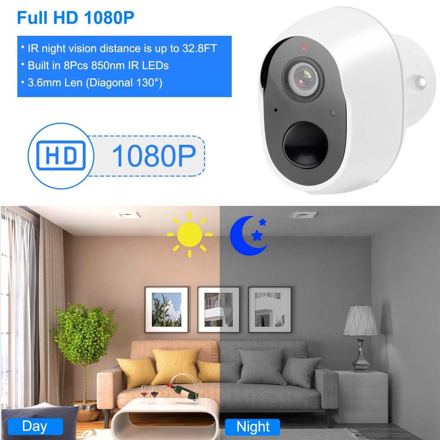 1080P FHD WLAN IP Zwei-Wege-Audio-Überwachungskamera