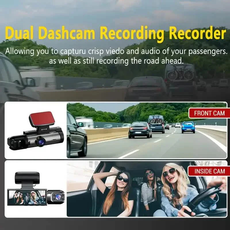1080P Full HD Dual-Kamera Dashcam für Autos 3,16 Zoll IPS-Bildschirm GPS und Spurhalteassistent