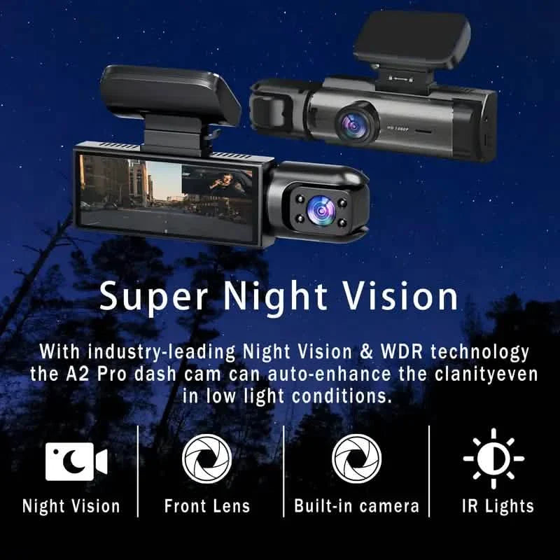 1080P Full HD Dual-Kamera Dashcam für Autos 3,16 Zoll IPS-Bildschirm GPS und Spurhalteassistent