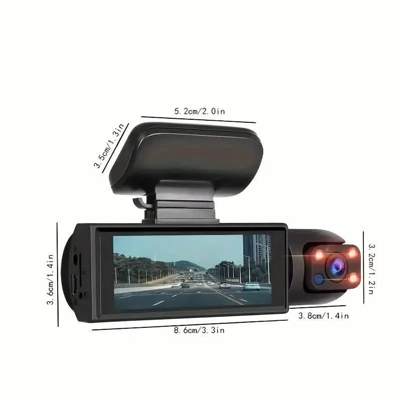 1080P Full HD Dual-Kamera Dashcam für Autos 3,16 Zoll IPS-Bildschirm GPS und Spurhalteassistent